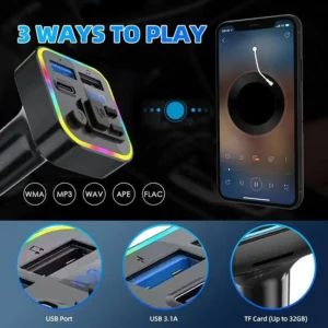 مشغل صوت بلوتوث و شاحن للسيارة