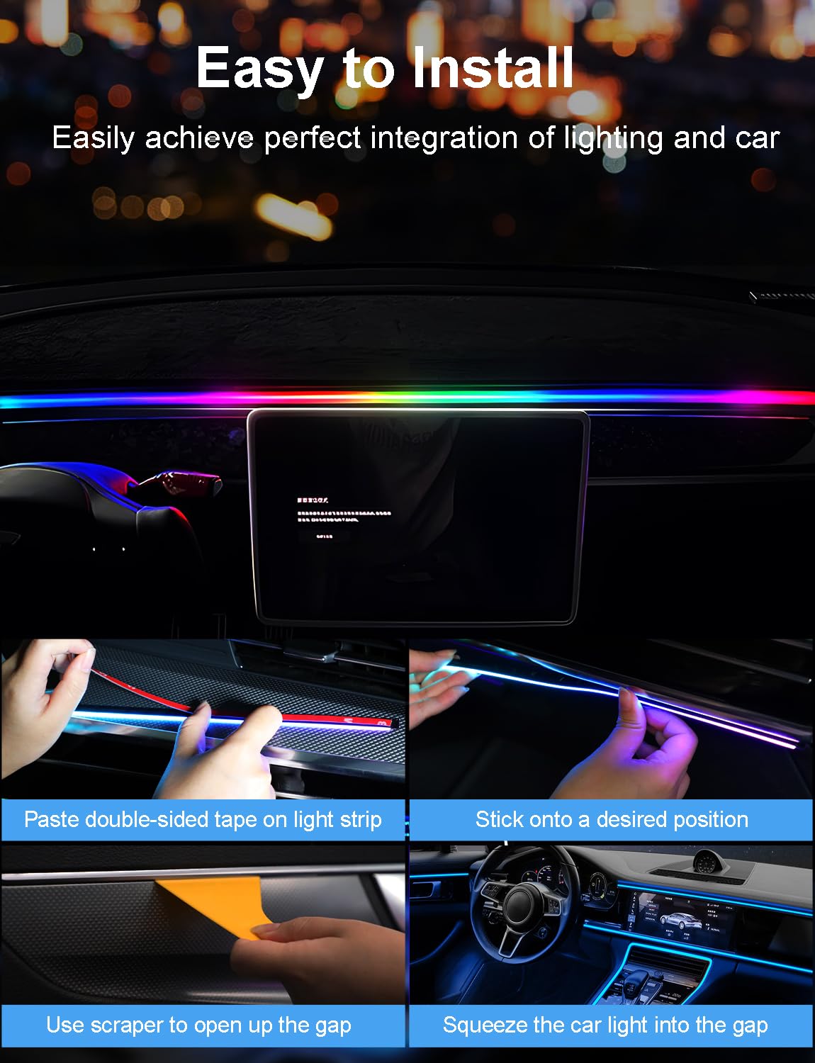 إضاءة ليد للسيارات محيطة بألوان منوعة و تحكم كامل -bande led voiture intérieur - Rgb led auto إضاءة ليد للسيارات محيطة بألوان منوعة و تحكم كامل -bande led voiture intérieur -