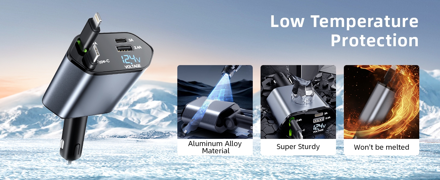 شاحن الهاتف في السيارة قابل للسحب شاحن _ هاتف سريع