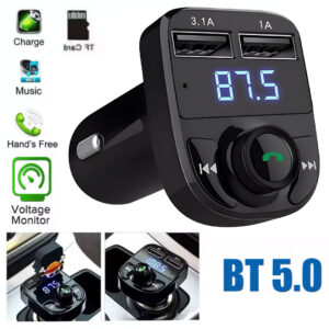 جهاز إرسال بلوتوث و شاحن لاسلكي و محول موسيقى MP3 للسيارة