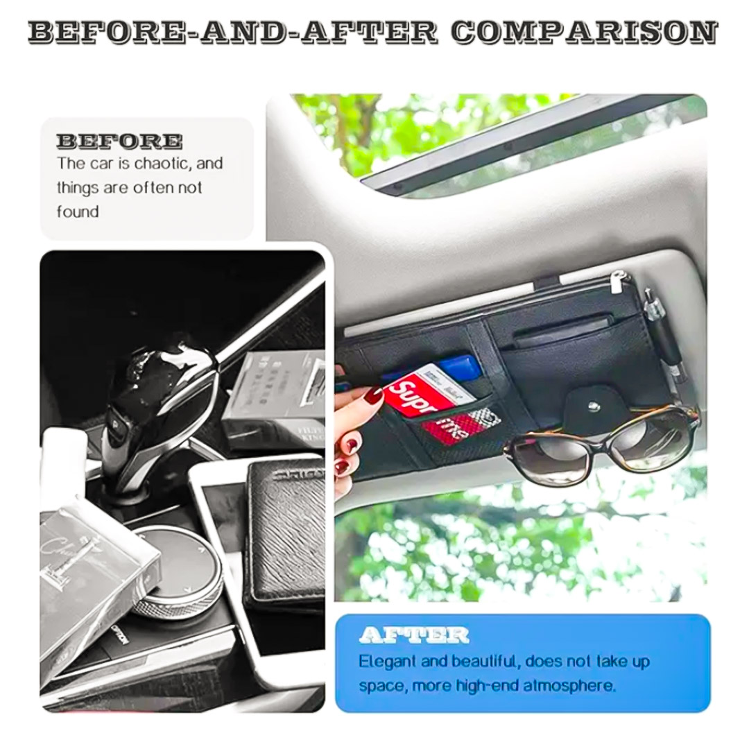 صندوق تخزين واقي شمس متعدد الوظائف للسيارة – يحافظ على سيارتك منظمة وأنيقة دائمًا! صندوق تخزين واقي شمس متعدد الوظائف للسيارة