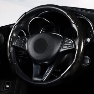 واقي مقود السيارة ضد الانزلاق من ألياف الكربون , حماية و مظهر رياضي غطاء مقود السيارة ألياف الكربون غطاء مقود سهل التركيب