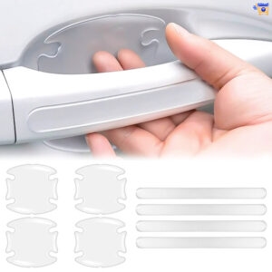 ملصقات حماية مقابض السيارة من الخدوش 8 قطع بيضاء